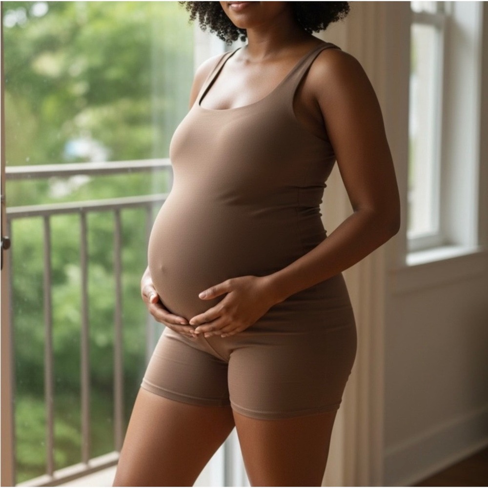 Isabel Maternity Ingrid & Isabel Taupe Short Unitard Romper XL NWT